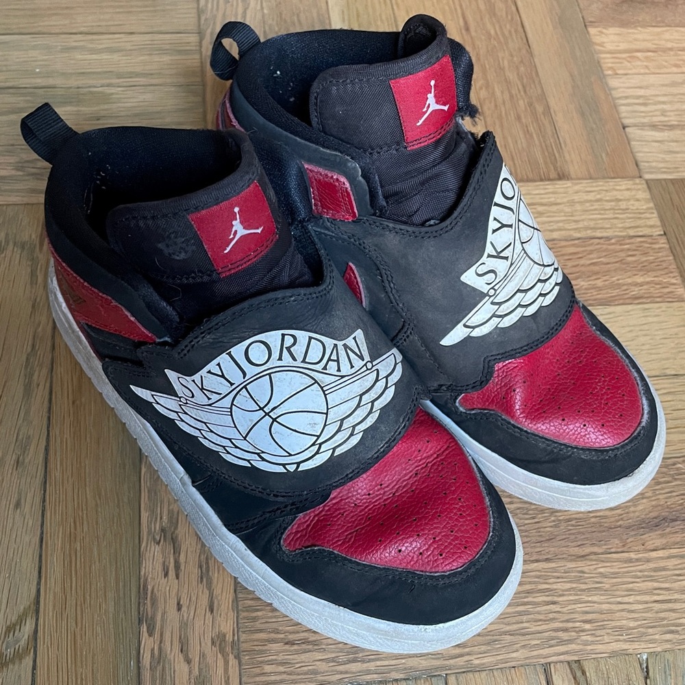 Nike Sky Jordan 1 Air Red Royal Wing Sneakers Shoes Size 3Y